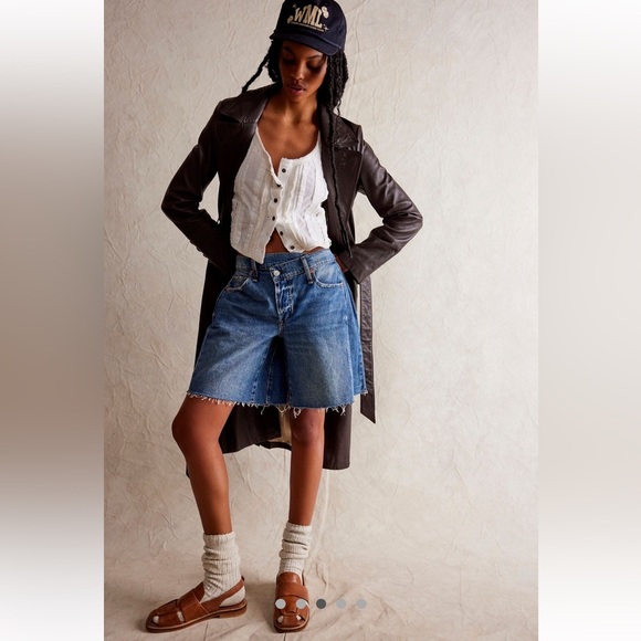 NEW Free People We The Free Boomerang Full Moon High Rise Long Shorts 26 - Picture 2 of 15